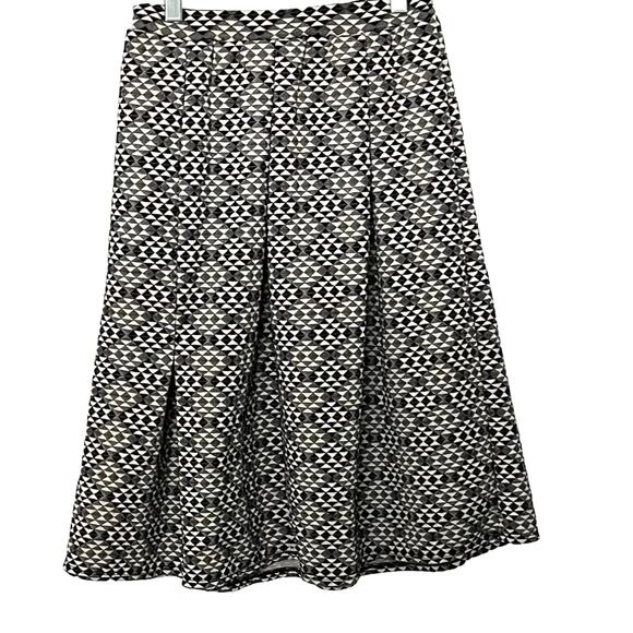 JOE BENBASSET PLEATED MIDI SKIRT, WOMENS, XS, GREY BLACK WHITE DIAMOND PATTERN - Picture 3 of 8